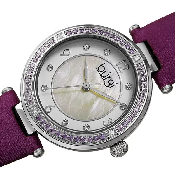 Đồng Hồ Nữ Burgi Quartz White Dial Purple Satin Ladies Watch BUR251PU Màu Tím