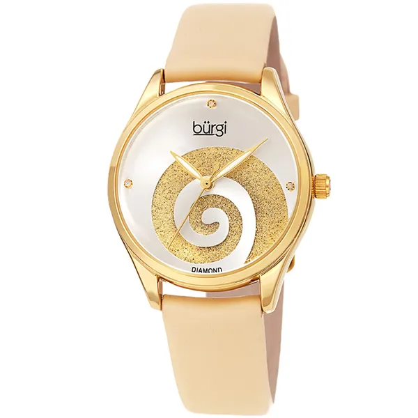 Đồng Hồ Nữ Burgi Swirl Quartz Diamond Silver Dial Ladies Watch BUR201YG Màu Vàng