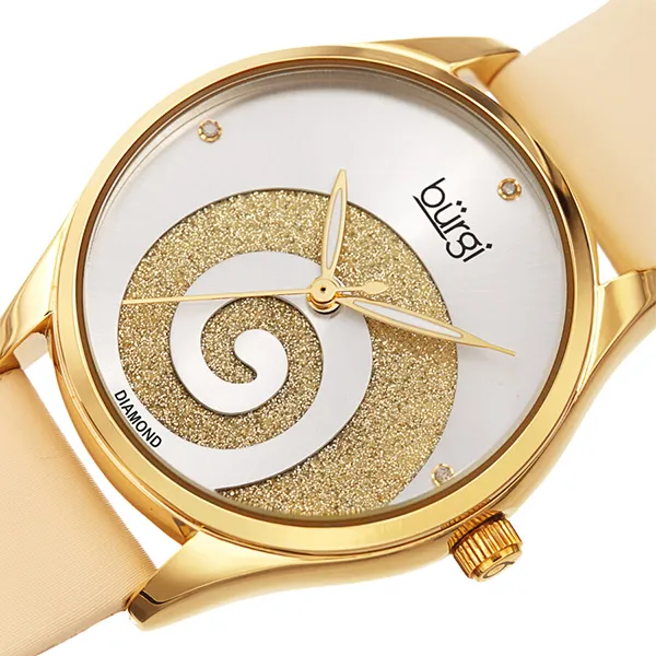 Đồng Hồ Nữ Burgi Swirl Quartz Diamond Silver Dial Ladies Watch BUR201YG Màu Vàng