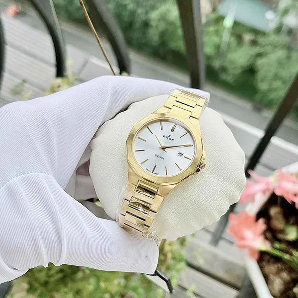 Đồng Hồ Nữ Edox Delfin 57005-37JM-AID Màu Vàng Trắng