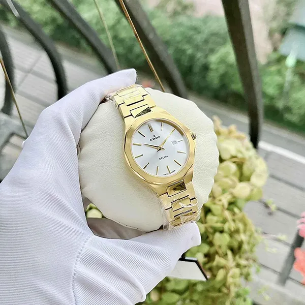 Đồng Hồ Nữ Edox Delfin 57005-37JM-AID Màu Vàng Trắng