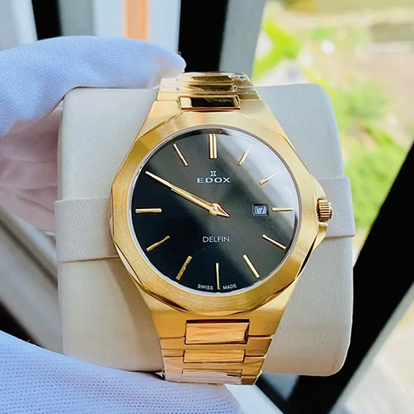 Đồng Hồ Nữ Edox Delfin 71289-37JM-NID Màu Vàng Đen
