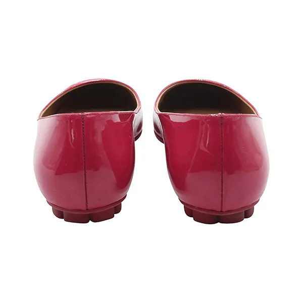 Giày Bệt Nữ Salvatore Ferragamo Gancini Embossed Ballerina Shoes in Fuchsia Pink Patent Leather Màu Hồng Size 35