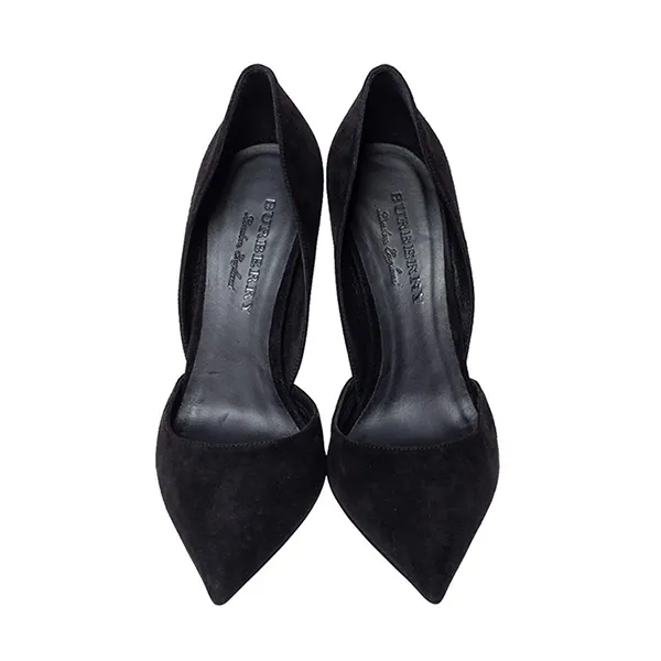 Giày Cao Gót Nữ Burberry Black Suede Leather Virna D'Orsay Pointed Toe Pumps Màu Đen Size 38.5