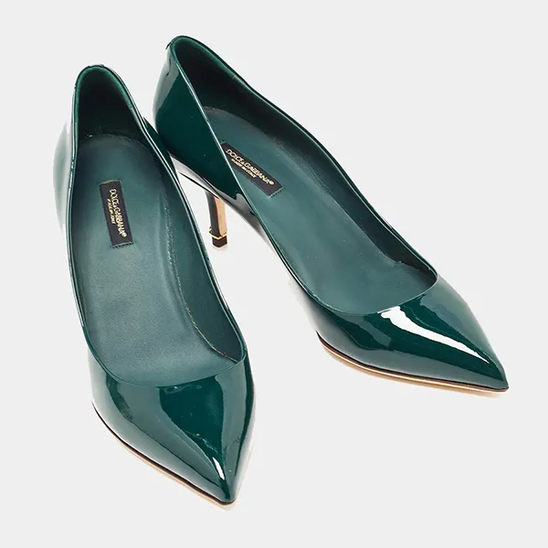 Giày Cao Gót Nữ Dolce & Gabbana D&G Green Patent Leather Pointed Toe Pumps Màu Xanh Lá Size 39 - Giày - Vua Hàng Hiệu