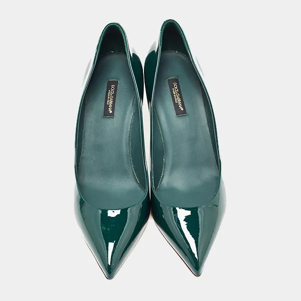 Giày Cao Gót Nữ Dolce & Gabbana D&G Green Patent Leather Pointed Toe Pumps Màu Xanh Lá Size 39 - Giày - Vua Hàng Hiệu