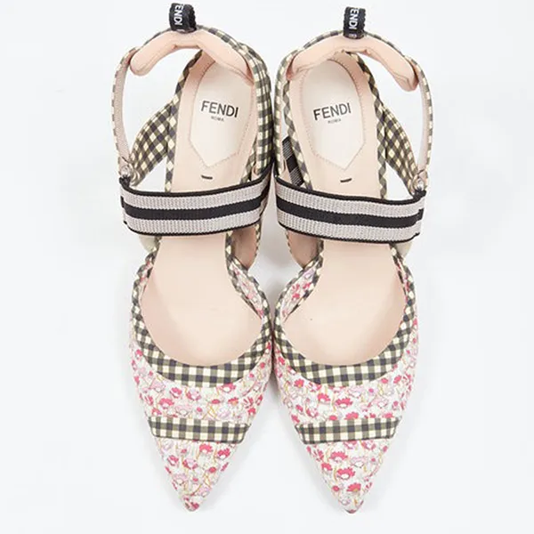 Giày Cao Gót Nữ Fendi Colibri Floral Slingback Pumps Màu Hồng Hoa Size 37.5