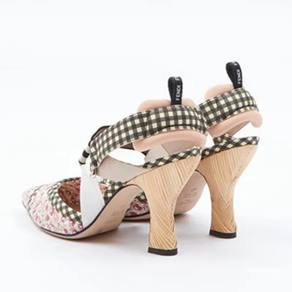 Giày Cao Gót Nữ Fendi Colibri Floral Slingback Pumps Màu Hồng Hoa Size 37.5