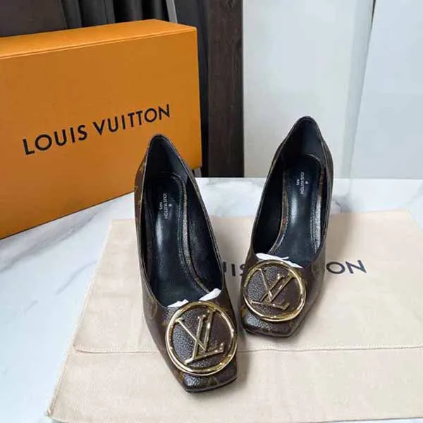 Giày Cao Gót Nữ Louis Vuitton LV Brown Coated Canvas Madeleine Pumps Màu Nâu Đen Size 37.5 - Giày - Vua Hàng Hiệu