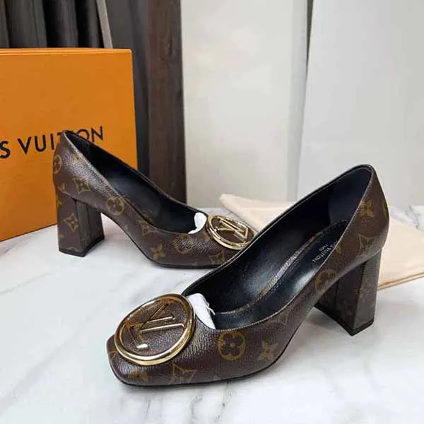 Giày Cao Gót Nữ Louis Vuitton LV Brown Coated Canvas Madeleine Pumps Màu Nâu Đen Size 37.5 - Giày - Vua Hàng Hiệu
