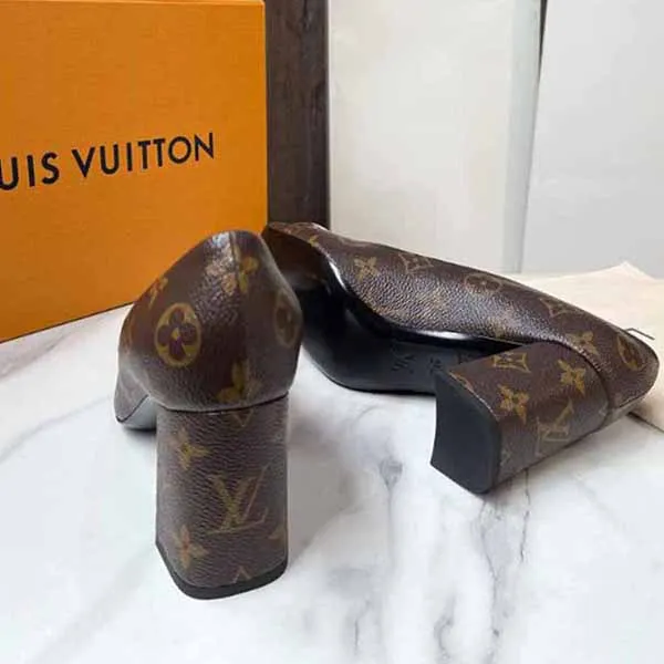 Giày Cao Gót Nữ Louis Vuitton LV Brown Coated Canvas Madeleine Pumps Màu Nâu Đen Size 37.5 - Giày - Vua Hàng Hiệu