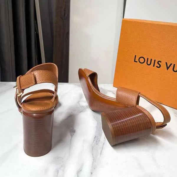 Giày Cao Gót Nữ Louis Vuitton LV Women's Brown Horizon Sandal Màu Nâu Size 38