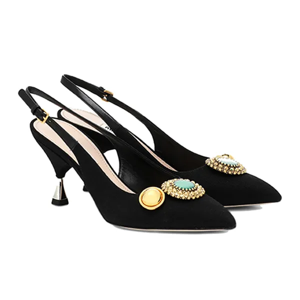 Giày Cao Gót Nữ Miu Miu Embellished Pumps Màu Đen Size 35 - Giày - Vua Hàng Hiệu