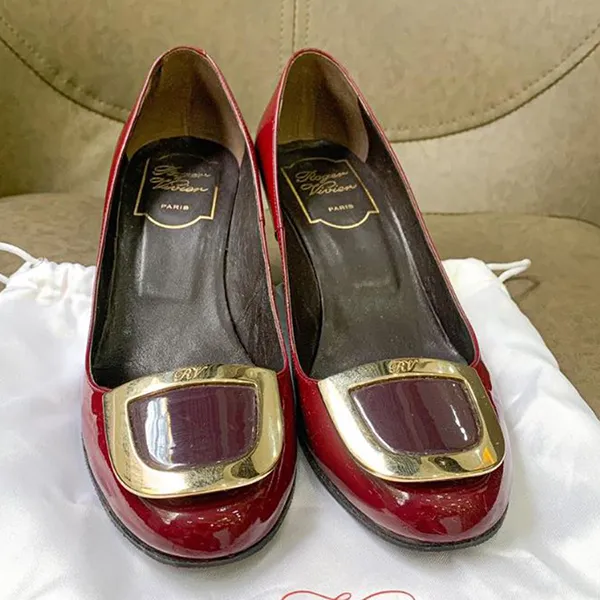 Giày Cao Gót Nữ Roger Vivier Plum High Heels Shoes Màu Đỏ Size 36 - Giày - Vua Hàng Hiệu