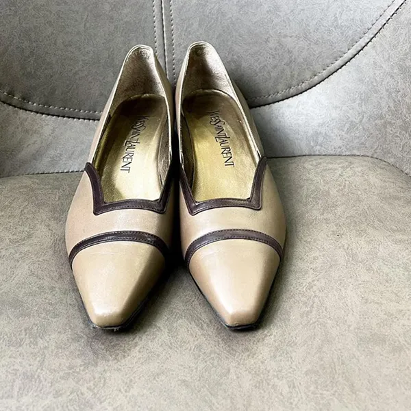 Giày Cao Gót Nữ Yves Saint Laurent YSL Pumps Brown Màu Nâu Sữa Size 36 - Giày - Vua Hàng Hiệu