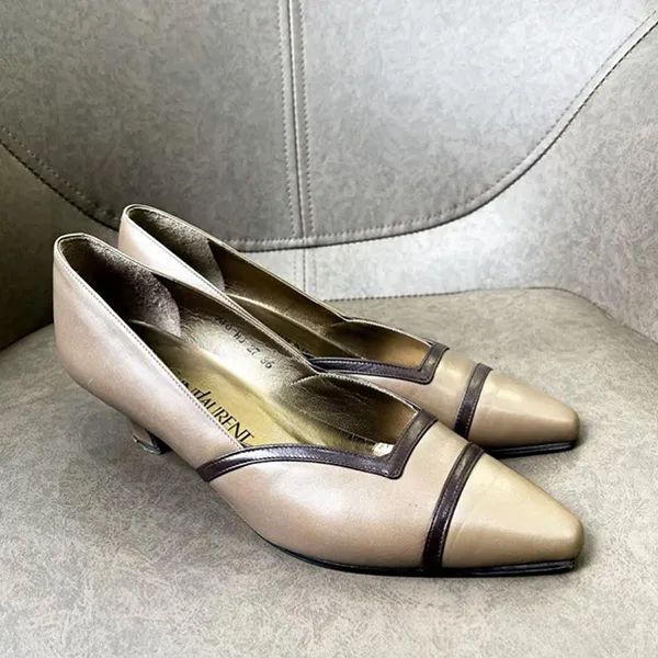 Giày Cao Gót Nữ Yves Saint Laurent YSL Pumps Brown Màu Nâu Sữa Size 36 - Giày - Vua Hàng Hiệu