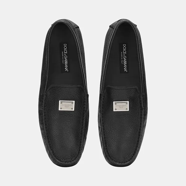 Giày Lười Nam Dolce & Gabbana D&G Tag Sport Deerskin Driver Shoes A50596A803480999 Màu Đen Size 40