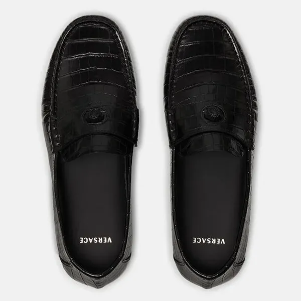 Giày Lười Nam Versace La Medusa Leather Loafers Black DSU8527 Màu Đen Size 42 - 4