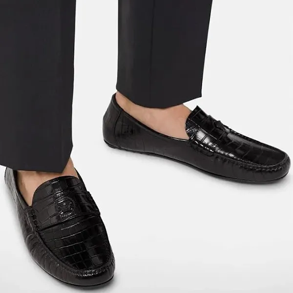 Giày Lười Nam Versace La Medusa Leather Loafers Black DSU8527 Màu Đen Size 42 - 1