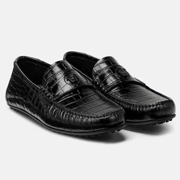 Giày Lười Nam Versace La Medusa Leather Loafers Black DSU8527 Màu Đen Size 42 - 3
