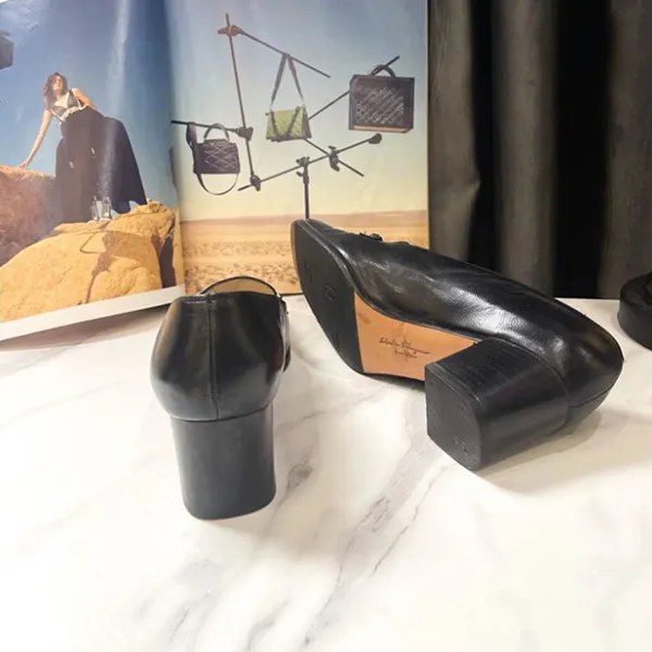 Giày Lười Nữ Salvatore Ferragamo Shoes Loafer Pumps Heel Màu Đen Size 36 - Giày - Vua Hàng Hiệu