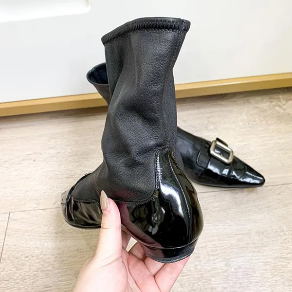 Giày Nữ Boot Prada Flat Black Màu Đen Size 36