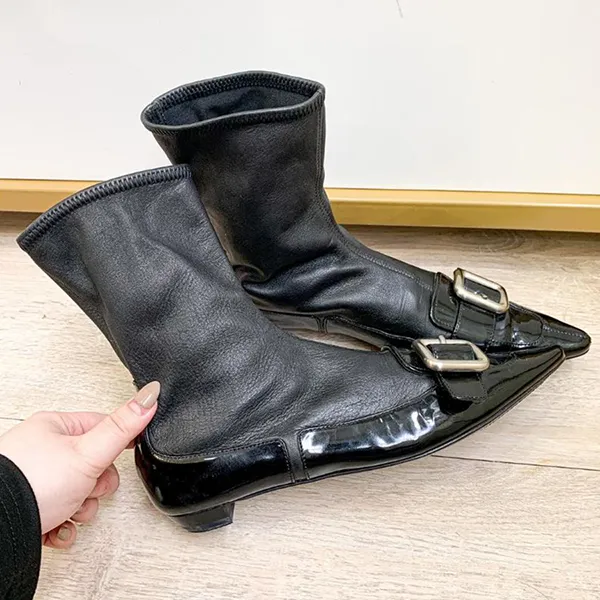 Giày Nữ Boot Prada Flat Black Màu Đen Size 36