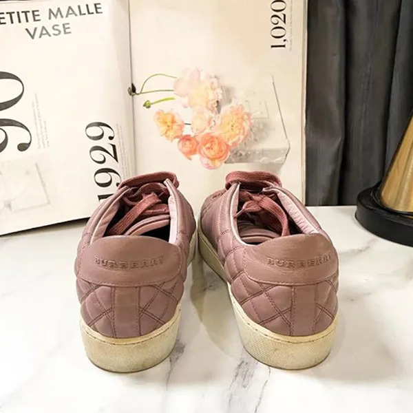 Giày Sneaker Nữ Burberry Vegan Leather Màu Hồng Size 35