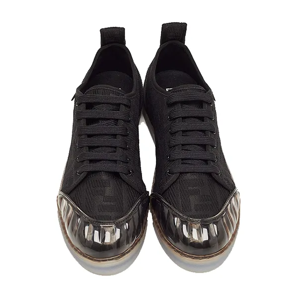 Giày Sneaker Nữ Fendi Black Canvas And PVC FF Logo Low Top Màu Đen Size 39