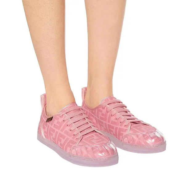 Giày Sneaker Nữ Fendi Pink Canvas And PVC FF Logo Low Top Màu Hồng Size 38.5 - Giày - Vua Hàng Hiệu