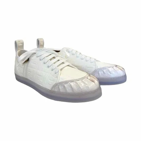 Giày Sneaker Nữ Fendi White Canvas And PVC FF Logo Low Top Màu Trắng Size 38