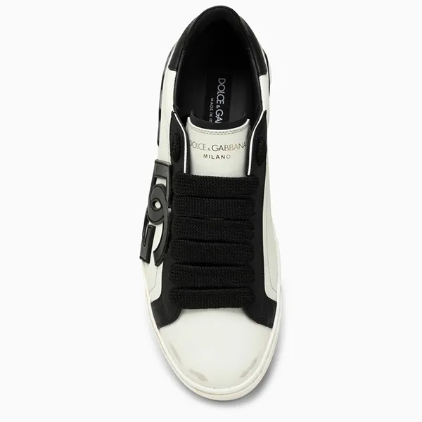 Giày Thể Thao Nam Dolce & Gabbana D&G Portofino Vintage CS2254 AQ192 89697 Màu Trắng/Đen Size 40