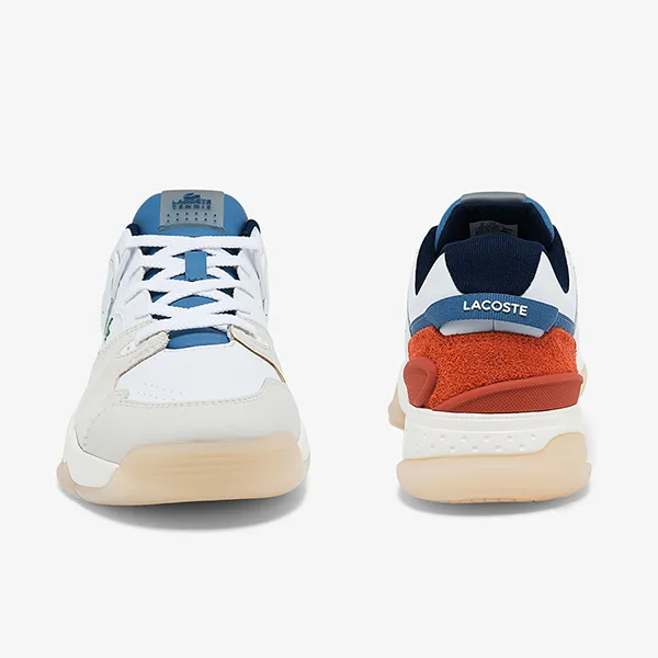 Giày Thể Thao Nam Lacoste Men's T-Point Leather, Suede And Synthetic 42SMA0041 Màu Trắng/Xanh Size 42