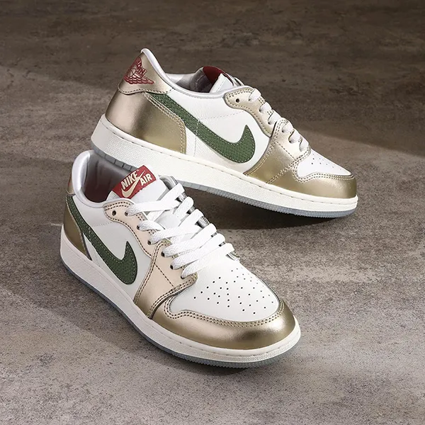 Giày Thể Thao Nike Air Jordan 1 Retro Low OG Year Of The Dragon FQ6593-100 Màu Be- Vàng