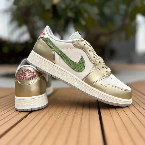 Giày Thể Thao Nike Air Jordan 1 Retro Low OG Year Of The Dragon FQ6593-100 Màu Be- Vàng