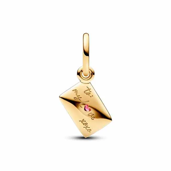 Hạt Vòng Charm Nữ Pandora 762606C01 Moments Silver 14K Gold Plated Message Envelope 