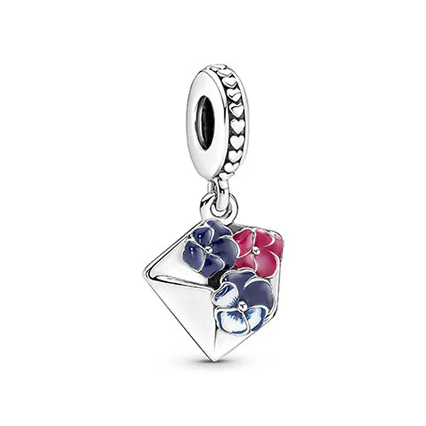 Hạt Vòng Charm Pandora Pansy Flower Envelope Dangle Charm 790787C01 Phối Màu - Trang sức - Vua Hàng Hiệu