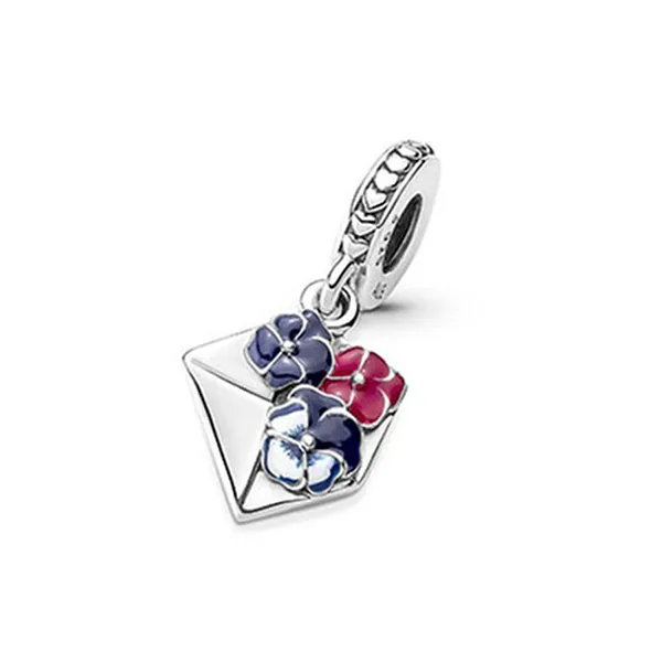 Hạt Vòng Charm Pandora Pansy Flower Envelope Dangle Charm 790787C01 Phối Màu - Trang sức - Vua Hàng Hiệu