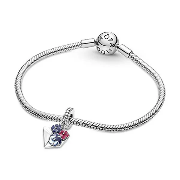 Hạt Vòng Charm Pandora Pansy Flower Envelope Dangle Charm 790787C01 Phối Màu - Trang sức - Vua Hàng Hiệu