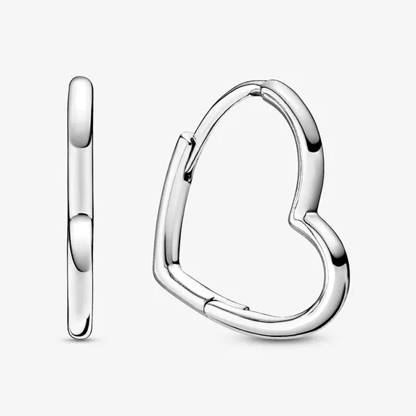 Khuyên Tai Nữ Pandora Asymmetrical Heart Hoop Earrings 298307C00 Màu Bạc - Trang sức - Vua Hàng Hiệu