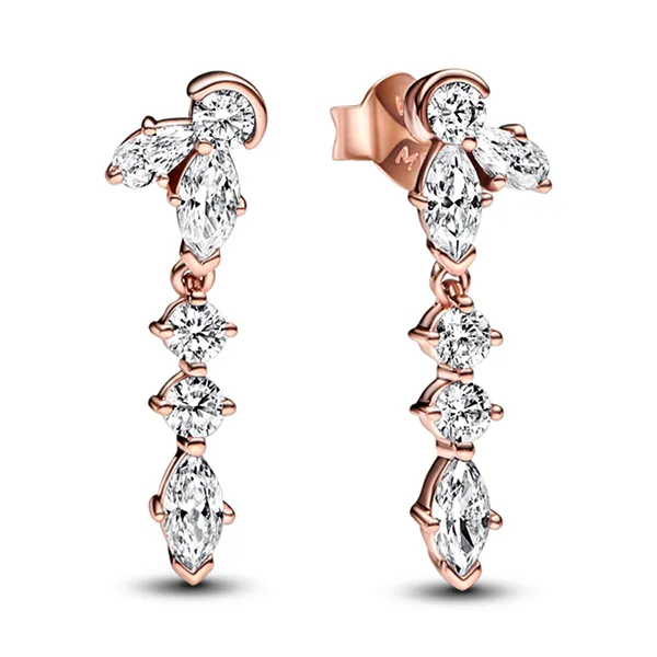 Khuyên Tai Nữ Pandora Sparkling Herbarium Cluster Drop Earrings 282404C01 Màu Trắng, Vàng Hồng