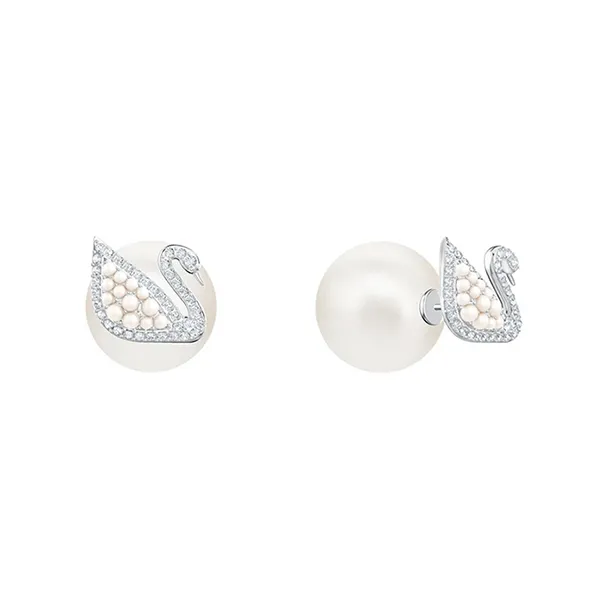 Khuyên Tai Nữ Swarovski Iconic Swan Stud Pierced Earrings White, Rhodium Plating 5416591 Màu Trắng - Trang sức - Vua Hàng Hiệu