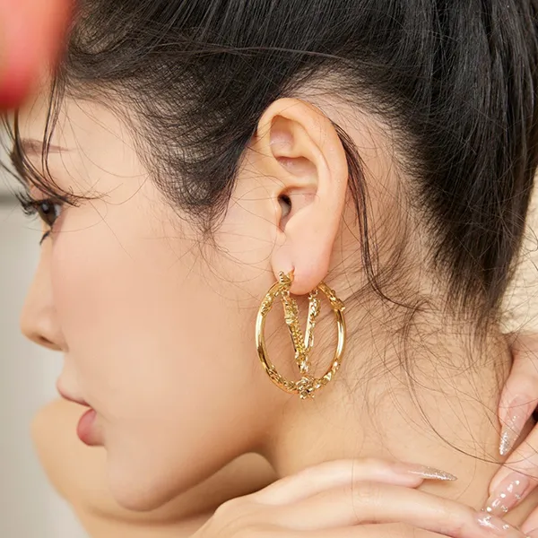 Khuyên Tai Nữ Versace Virtus Hoop In Gold 1001435 1A00620 3J000 Màu Vàng