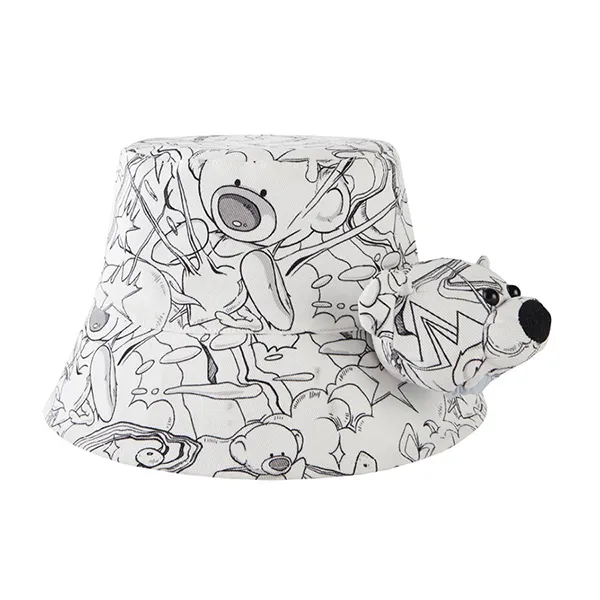 Mũ 13 De Marzo Bear Illustrate Inside-out Bucket Hat Màu Trắng - Mũ nón - Vua Hàng Hiệu
