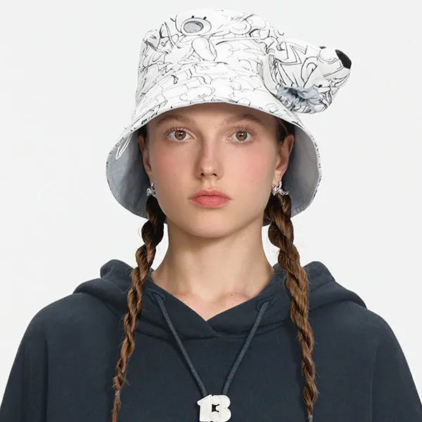 Mũ 13 De Marzo Bear Illustrate Inside-out Bucket Hat Màu Trắng - Mũ nón - Vua Hàng Hiệu
