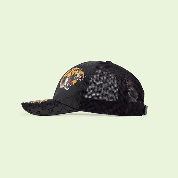 Mũ Gucci GG Baseball Hat With Tiger Print Màu Đen Họa Tiết Size S