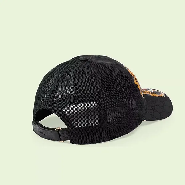 Mũ Gucci GG Baseball Hat With Tiger Print Màu Đen Họa Tiết Size S