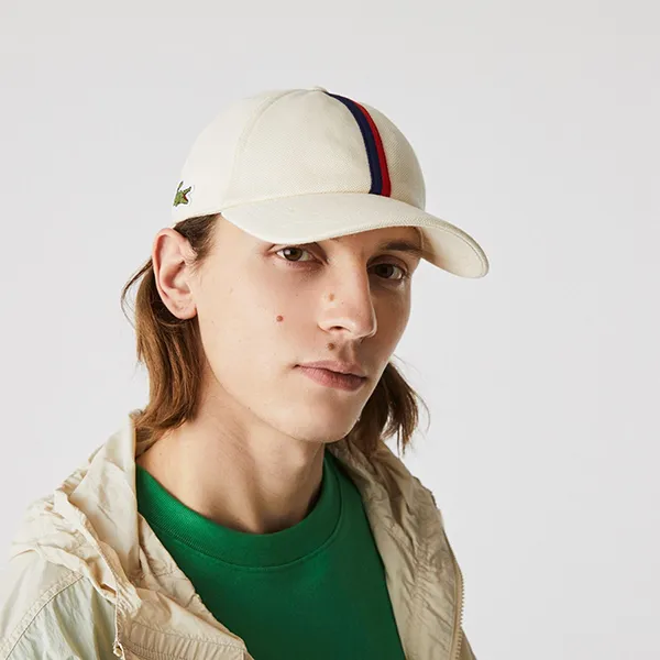 Mũ Lacoste Men’s Tricolor Band Cotton Piqué Cap RK9394.056 Màu Kem