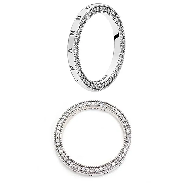 Nhẫn Nữ Pandora Logo Ring With Clear Cubic Zirconia 197437CZ Màu Bạc Size 52