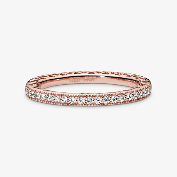 Nhẫn Nữ Pandora Sparkle & Hearts Ring 180963CZ Màu Vàng Hồng Size 52